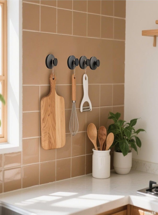 Guojanfon 4Pcs New Model No-Drill Suction Cup Hooks, Wreath Hangers for Front Door, Wreath Hangers for Front Doors, Removable Hooks, Towel Hooks (Black) - Image 3